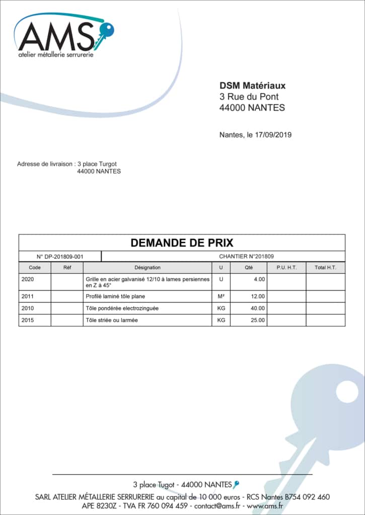 Gestion facture et prix pour BTP